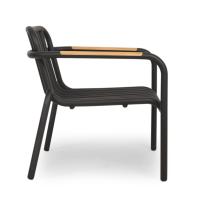 Loungesessel Alu schwarz, Armlehne Teak