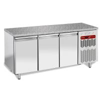 Kühltisch, Umluft, 3 Türen EN 600 x 400 Plus Granitplatte
