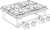 Gasherd 4 Flammen Drop In 700 Breite 800 mm