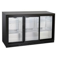 Flaschenkühler Hinterbar, 3 Glas-Schiebetüren.