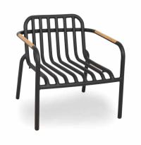 Loungesessel Alu schwarz, Armlehne Teak