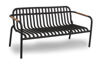 Zweisitzer Alu schwarz, Armlehne Teak