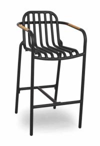 Barhocker Alu, Armlehne Teak